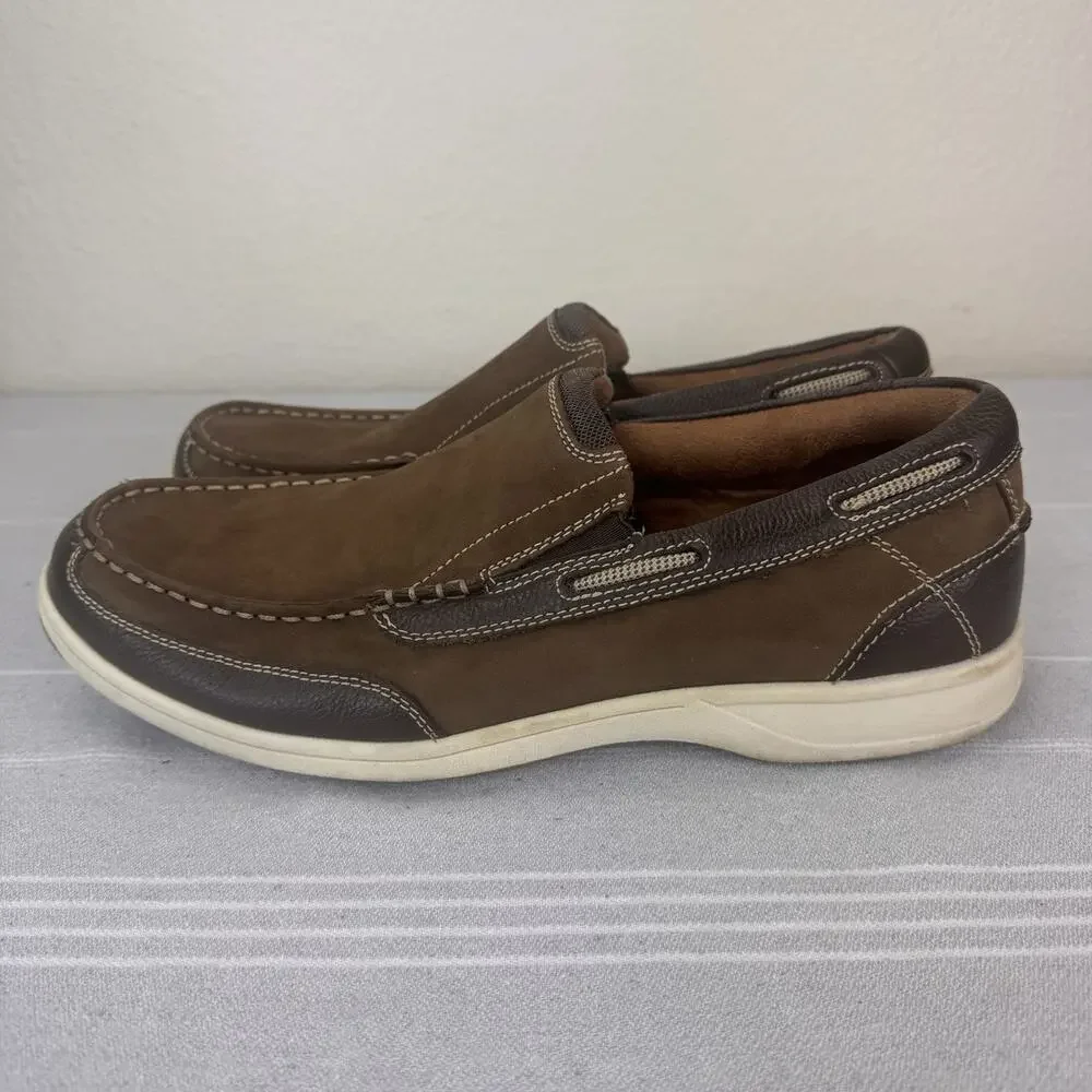 Florsheim Lakeside Moc Toe Slip On Loafers Nubuck Leather Boat Shoes Brown 10 M